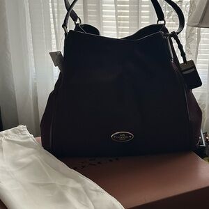 Coach Edie 42 Burgundy Limited Edition Leather/Fur mix